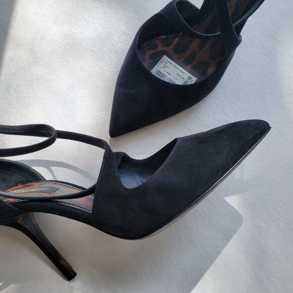 DOLCE & GABBANA NWT BELLUCCI Black Suede Strappy Stilettos 38.5 US 8.5 - Picture 12 of 15